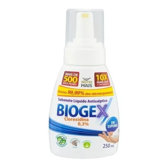Sabonete Liquido Antisséptico Biogex 250ml Nutriex Foto 1