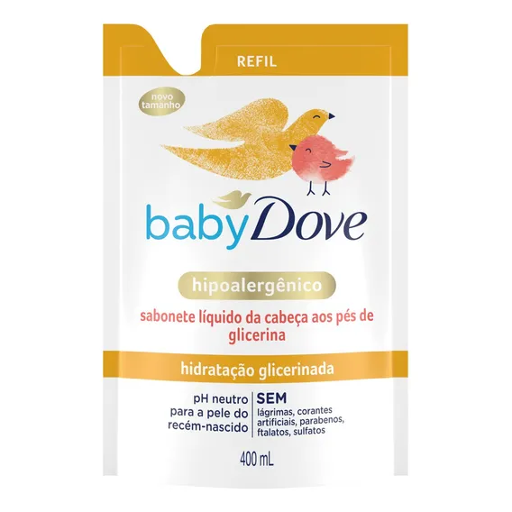 Sabonete Líquido da Cabeça aos Pés Dove Baby 400ml refil Foto 1