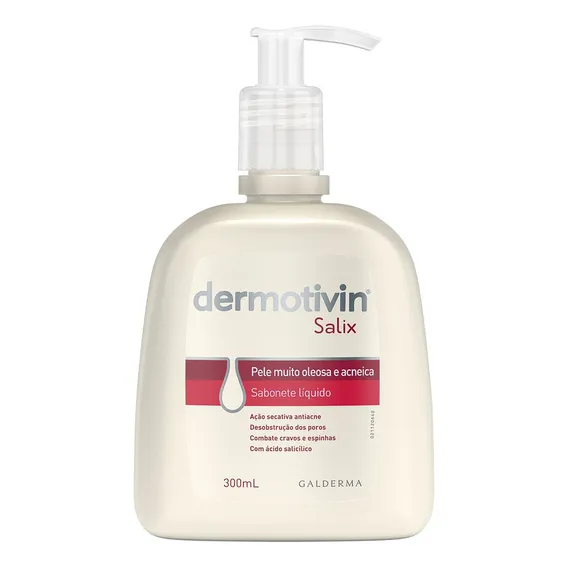 Sabonete Líquido Facial Para Acne Dermotivin Salix 300mL Foto 1