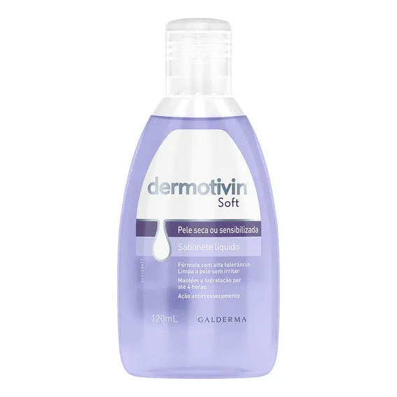Sabonete Líquido Facial Pele Seca Ou Sensibilizada Dermotivin Soft 120mL Foto 1