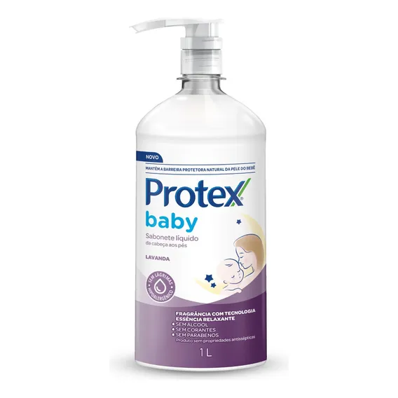 Sabonete Líquido Para Bebês Protex Baby Lavanda 1l Garrafa Foto 1