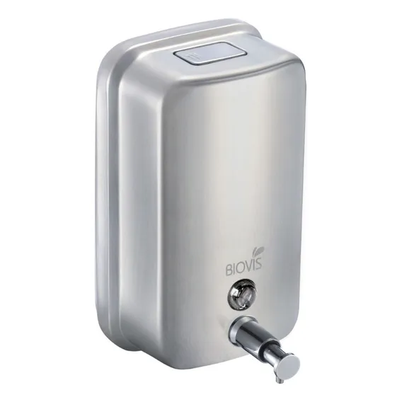 Saboneteira Biovis Manual de parede em Aço Inox Escovado 1300ml com visor Foto 1