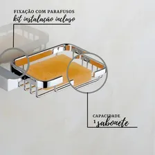 Saboneteira Parede Aço Inox Polido Porta Sabonete Paris Cor Cromado Foto mini 4