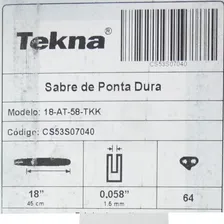Sabre Ponta Dura 18 Polegadas Motosserra Tekna CS53 CS58 Foto mini 4