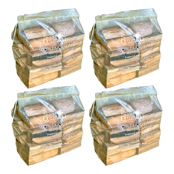 Saco 32kg Lenha Eucalipto Ideal Lareira Churrasqueira Forno Foto 1