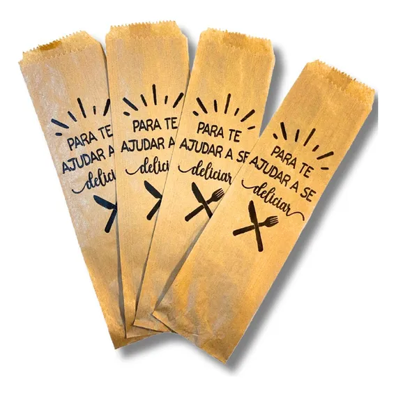 Saco De Papel Kraft Para Talher Delivery 7x25 - 2000 Unds Foto 1
