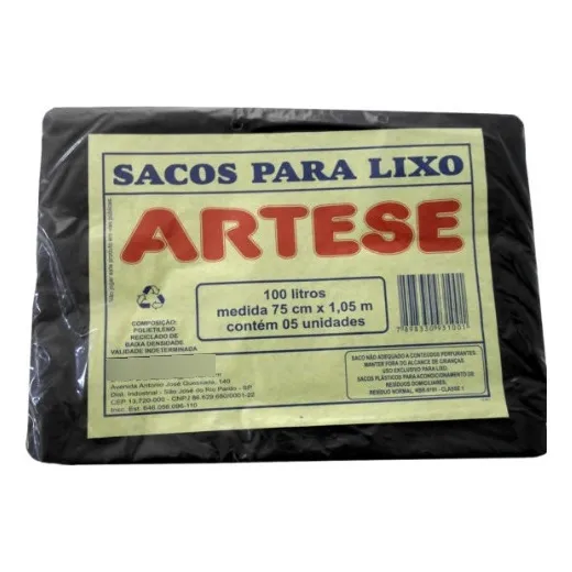 Saco Lixo Preto 100l 5uni Artese Foto 1
