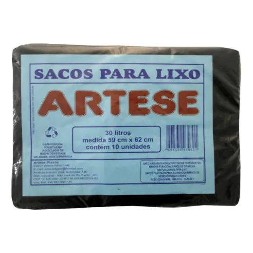 Saco Lixo Preto 30l 10uni Artese Foto 1