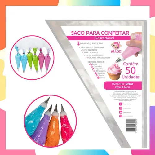 Saco P/ Confeitar Médio C/50 Unids Mago (muito+resistente) Foto 1