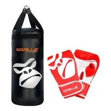 Saco Pancada + Luva Bate-saco Kit Muay-thai Infantil Gorilla Cor Vermelho Foto mini 1