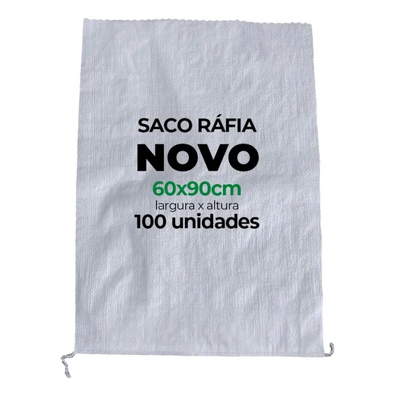 Saco Para Entulhos Sacaria Sacos Ráfia Aguenta 60kg - Branco Foto 1