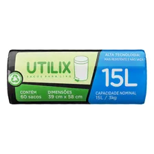 Saco para Lixo Rolo com 60 Unidades de 15 Litros Preto Utilix Foto mini 1