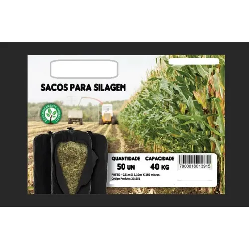 Saco Para Silagem Capacidade Até 40kg 51x110cm Preto 50uni Foto 1
