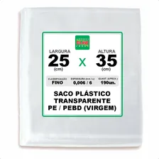 Saco Plástico 25x35 (0,006) 190un Pe Transparente Pacote 1kg Foto  mini 1