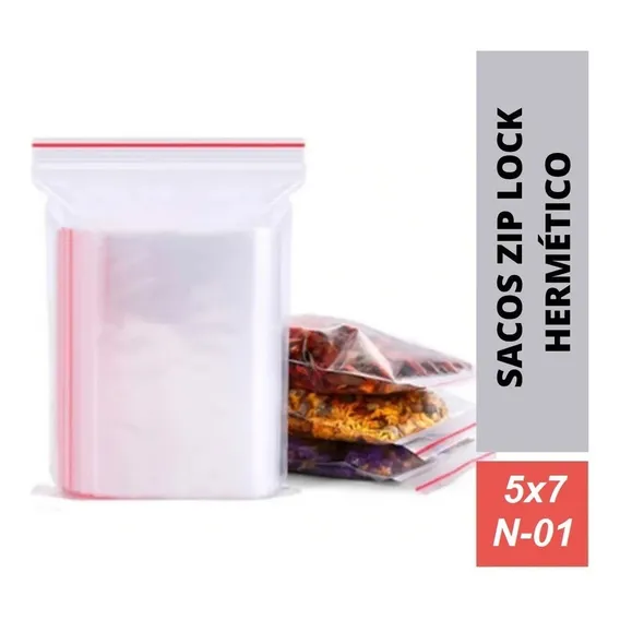 Saco Plastico Zip Lock Hermético 5x7 N1 C/ 1000 Unid Foto 1