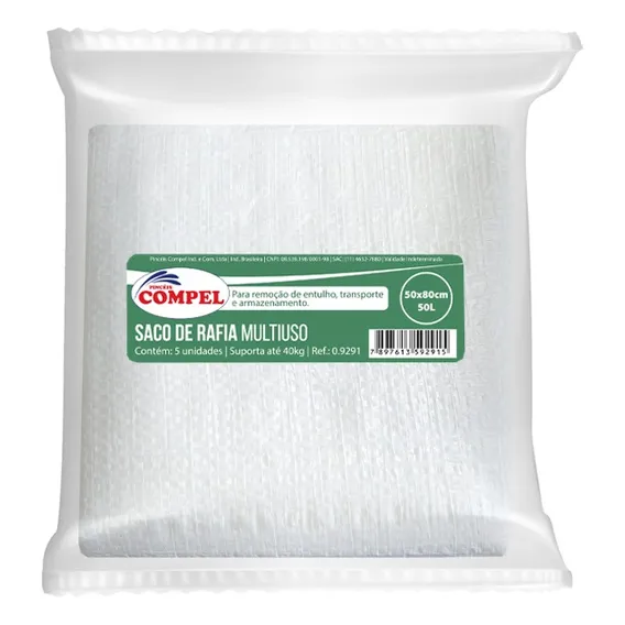 Saco Ráfia Multiuso 50x80 Reciclagem 40kg Compel Cor Branco Foto 1