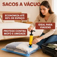 Saco À Vácuo Kit Com 6 Viagem Roupa Mala 50 X 60cm + Bomba Foto mini 1
