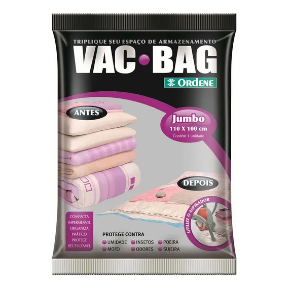 Saco Vácuo Vac Bag Ordene Jumbo 100x110 Reduz Espaço Armário Foto 1