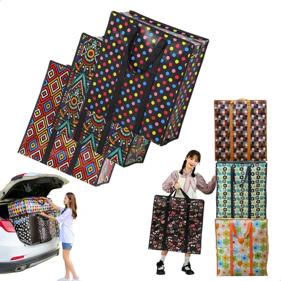 Sacola Bolsa Feira Sacoleira Grande Mudança Kit Com 2 Ecobag Cor Colorida Estampado Foto 1