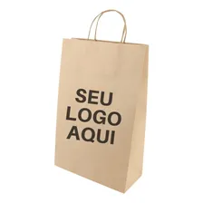 Sacola Papel Kraft Media 34x22x10 Personalizada 100 Unidades Foto mini 1