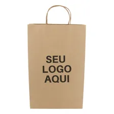Sacola Papel Kraft Media 34x22x10 Personalizada 100 Unidades Foto mini 2