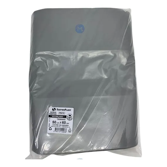 Sacola Plástica Reforçada 50x60 Com 100 Unidades Sustenplast Foto 1