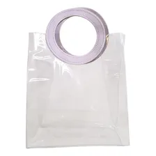 Sacola Transparente Grande Com Alça Bolsa Presente Pvc 26cm Cor Branco Foto mini 1