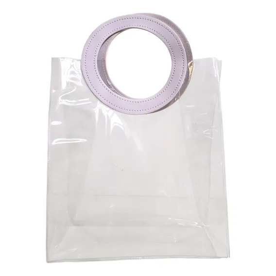 Sacola Transparente Grande Com Alça Bolsa Presente Pvc 26cm Cor Branco Foto 1