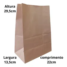 Sacos Papel Kraft Liso Delivery 22x13,5x29,5cm Com 50un Foto mini 2
