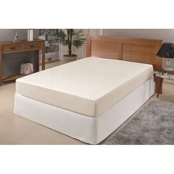 Saia Cama Box Queen Percal + Capa Impermeável Pvc Foto 1