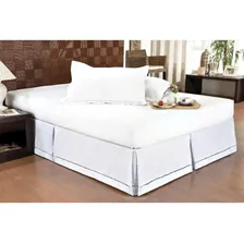Saia Cama Box Solteiro Babado Ponto Palito Branco (90x190) Foto mini  2