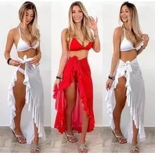 Saia Longa Saída Canga Verão De Praia Envelope Pareô 2019 Cor Vermelho Tamanho Único Foto mini 2