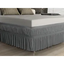 Saia P/ Cama Box Malha Solteiro Cinza Adomes Foto  mini 1