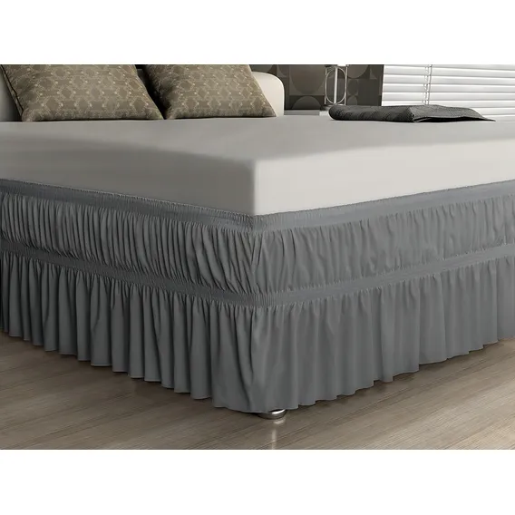Saia P/ Cama Box Malha Solteiro Cinza Adomes Foto 1