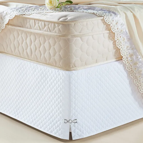 Saia Para Cama Box Casal Padrão Veneza Matelada Branco Foto 1