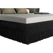 Saia Para Cama Box Casal Queen Preto Elástico Duplo Foto mini 3