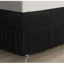 Saia Para Cama Box Casal Queen Preto Elástico Duplo Foto mini 2