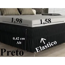 Saia Para Cama Box Casal Queen Preto Elástico Duplo Foto mini 4