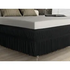Saia Para Cama Box Casal Queen Preto Elástico Duplo Foto mini 1