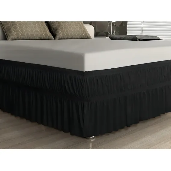 Saia Para Cama Box Casal Queen Preto Elástico Duplo Foto 1