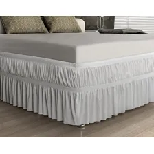 Saia Para Cama Box Malha Queen Size Branco Adomes Foto  mini 1