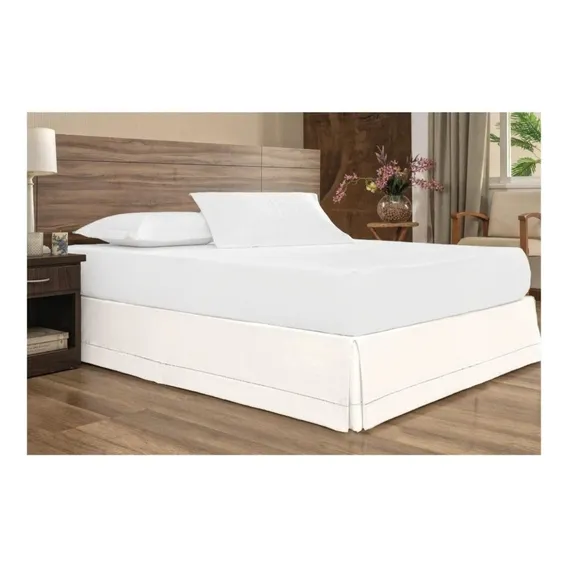 Saia Pra Cama Box Casal Super King Percal 200 Fios 1,98x1,58 Cor Palha Foto 1
