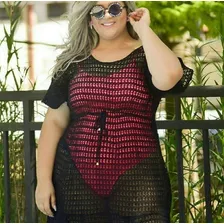 Sa铆da Banho Praia Plus Size Tric么 Canga Curta Piscina Moda Cor Preto Tamanho Gg Foto mini 1