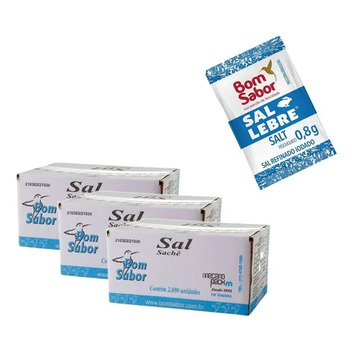Sal Em Sachê Caixa Com 2000u Kit 3 Foto 1
