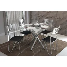 Sala De Jantar Completa Volga C/ Tampo Vidro 90cm+4 Cadeira Foto mini 1