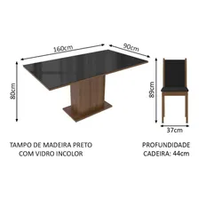 Sala Jantar Madesa Moscou Plus Mesa Tampo Vidro 6 Cadeiras Cor Rustic/Preto 045997K6XTPT Foto mini 3