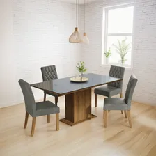 Sala Jantar Mesa Tampo Vidro 4 Cadeiras Marilia Madesa Rcs Foto  mini 1