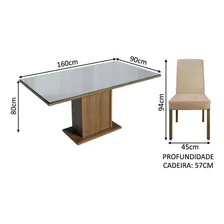 Sala Jantar Mesa Tampo Vidro 6 Cadeiras Alexis Madesa Imp Foto mini 3