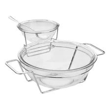 Saladeira Com Bowl Molho Vinagrete Vidro Acompanha Colher Forma Inox Saladeira Vidro Colher Foto mini  2