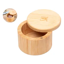 Saleiro Porta Bambu Natural Sal Redonda Com Tampa Flexível Cor Saleiro Redondo Bambu Foto  mini 1